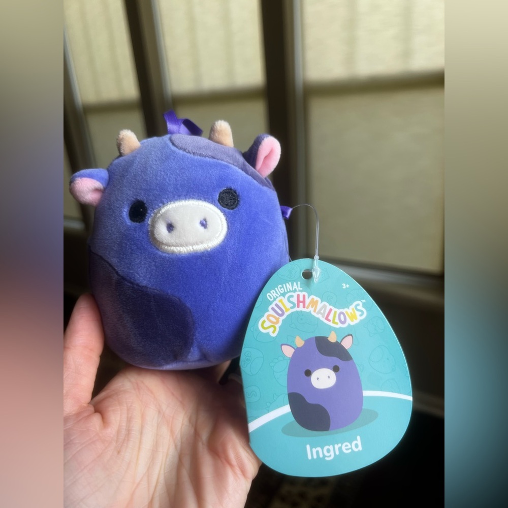 Squishmallows Ingred Blue and Purple Cow Plush